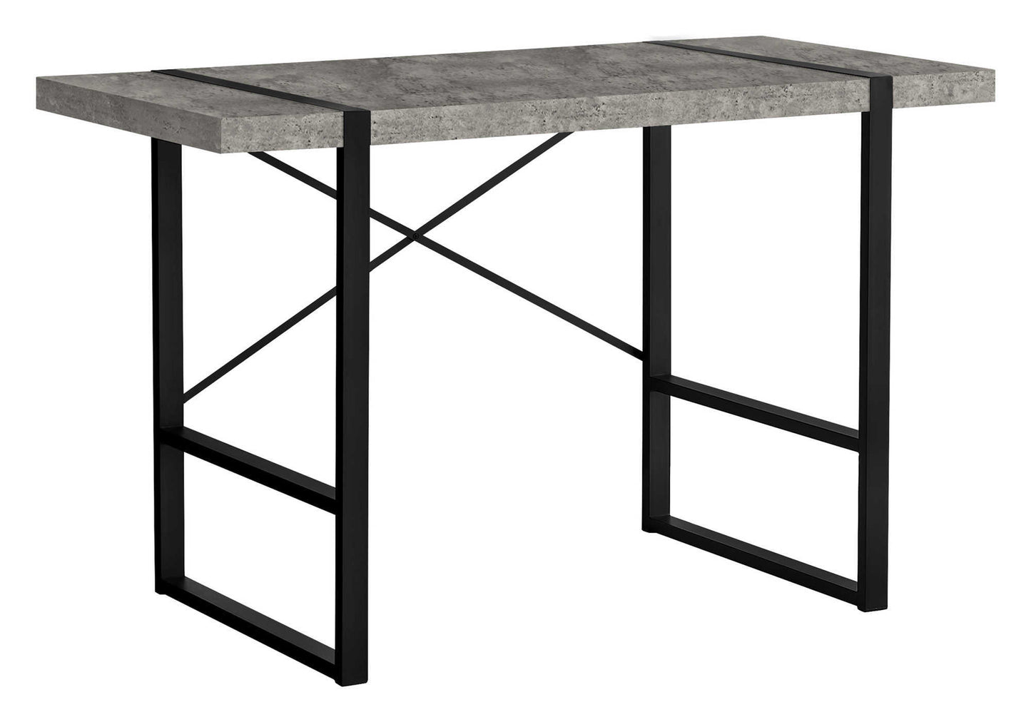 Industrial style console table with a concretelook top and black metal frame