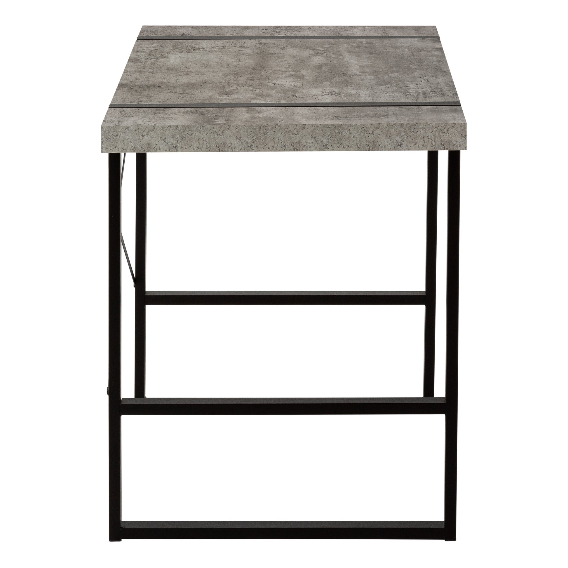Gray concrete effect top side table with black metal frame