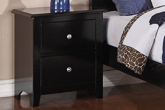 TREATLIFE HOME Wooden Bedside Table with 2 Drawers, Modern Design Nightstand in Black Color for Bedroom
