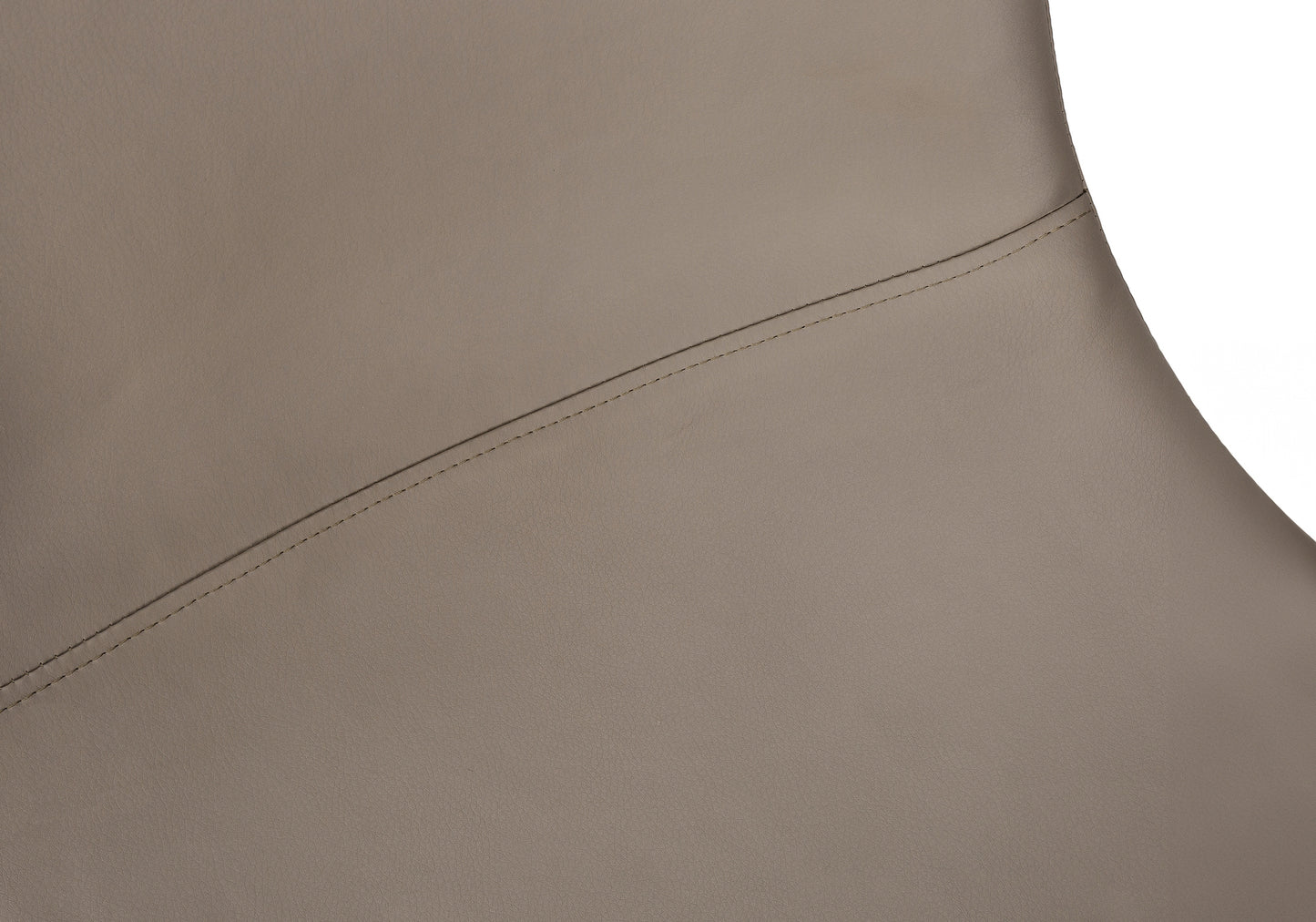 Taupe faux leather upholstery with contrasting double stitch detail