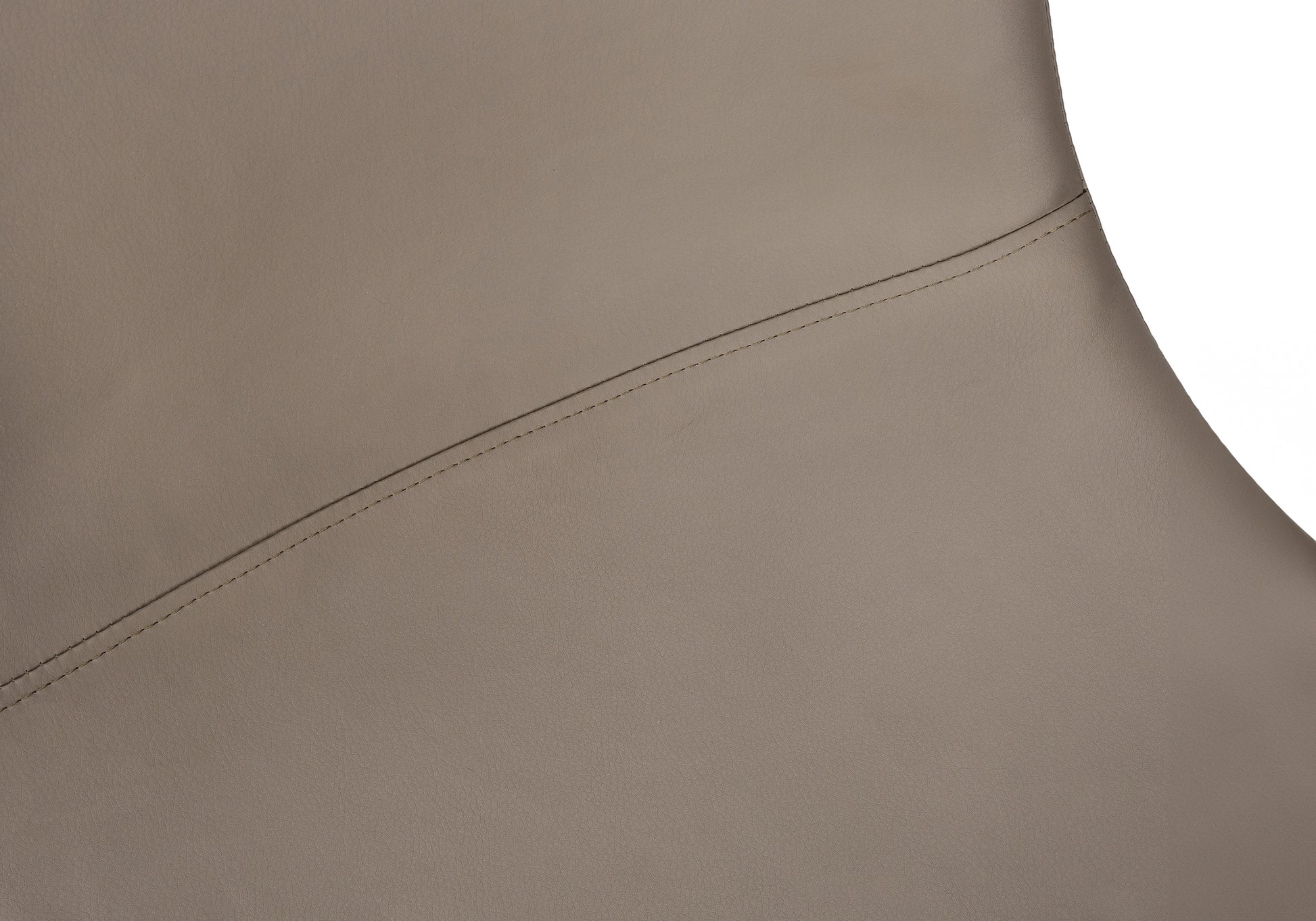 Taupe faux leather upholstery with contrasting double stitch detail