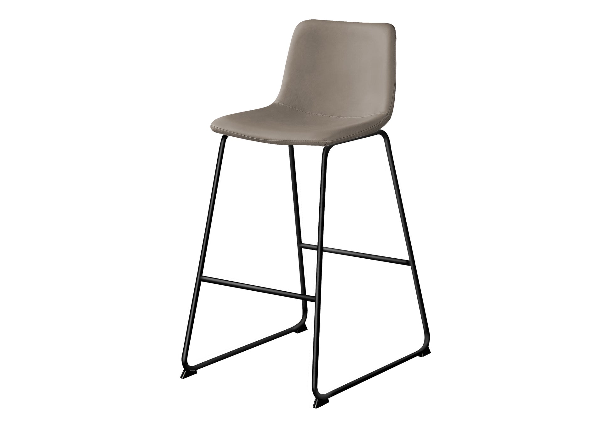 Grey faux leather bar stool with black metal legs modern design