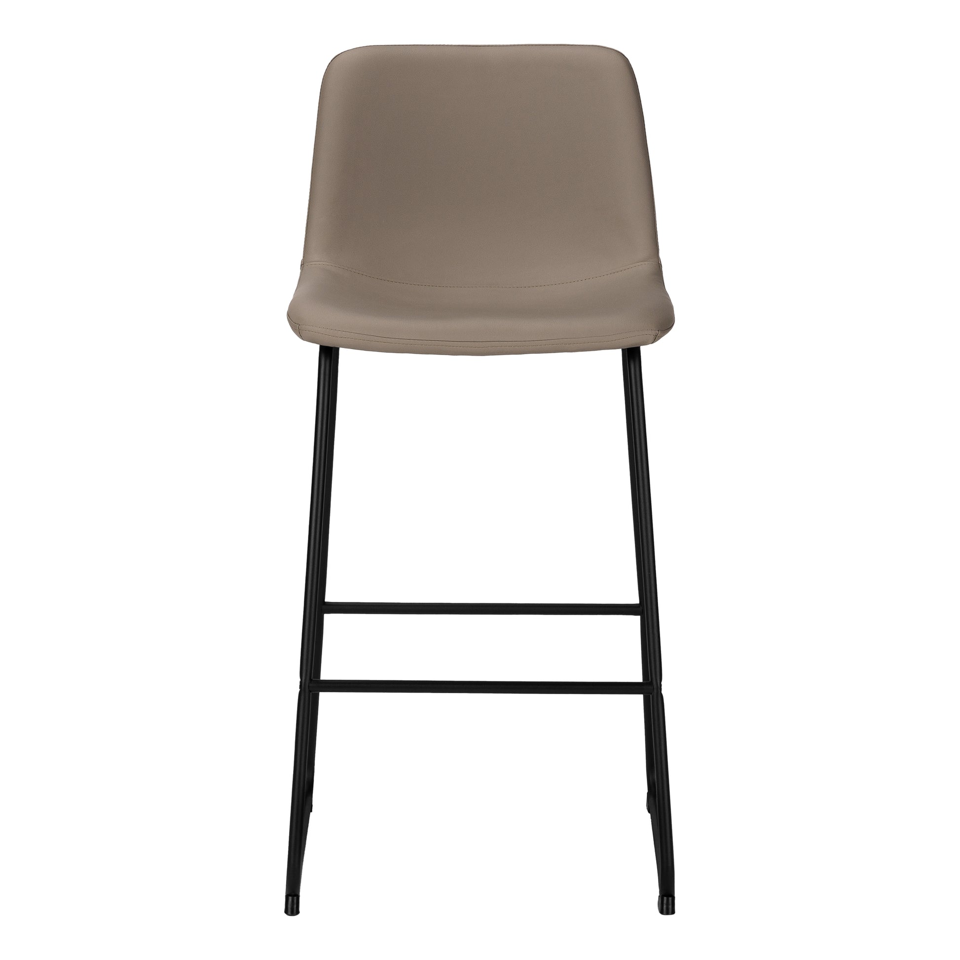 Taupe leatherette bar stool with sleek black metal legs for modern kitchens