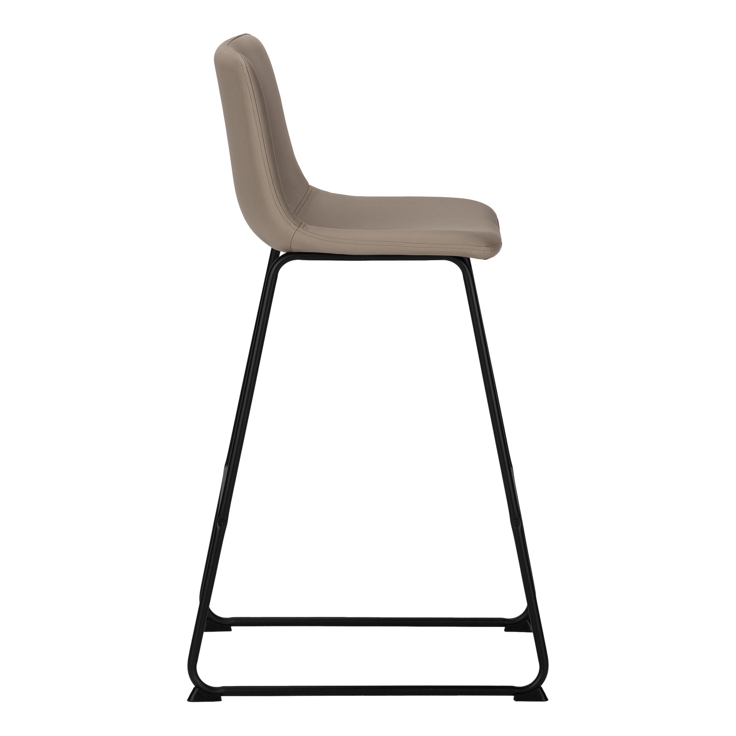 Modern taupe faux leather bar stool with black metal legs
