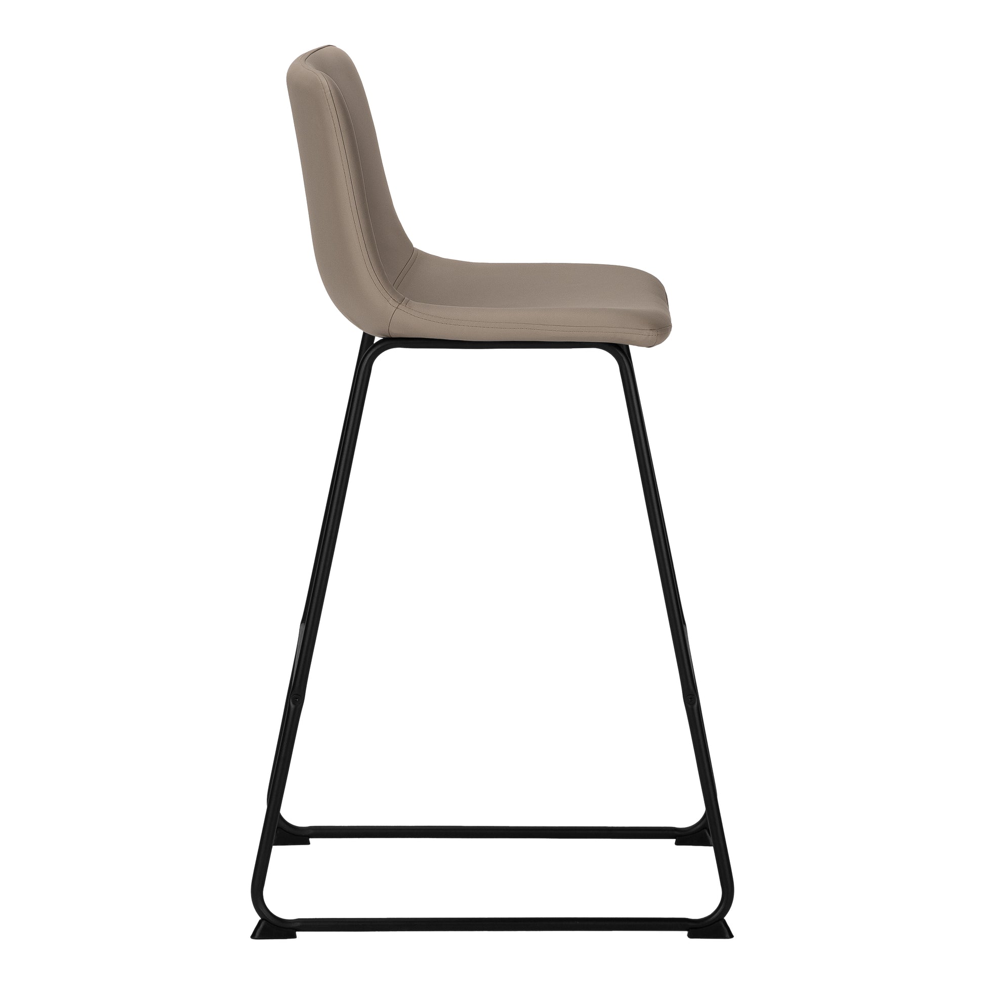 Modern taupe faux leather bar stool with black metal legs