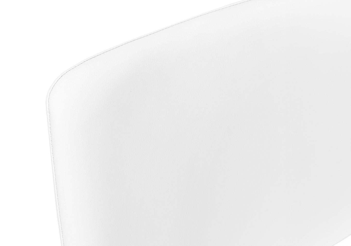 Closeup of a white vegan leather seat cushion with fine stitching showing texture