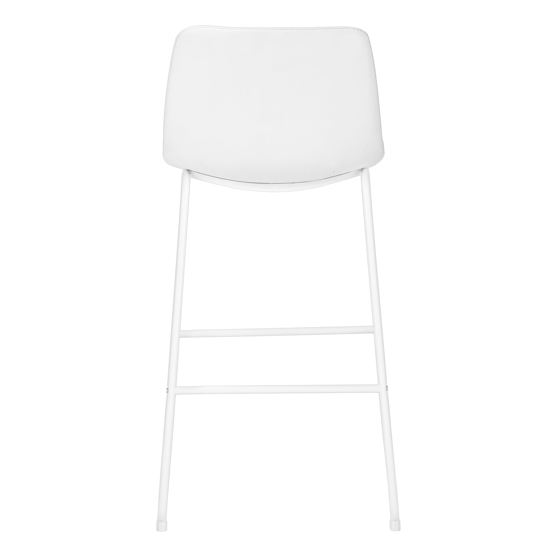 White upholstered backless bar stool with slim metal legs and footrest