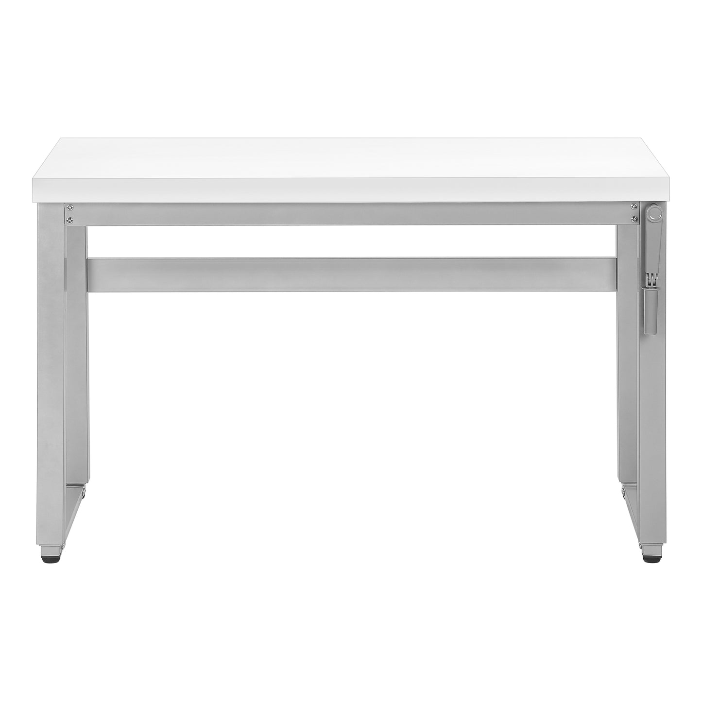 White laminate desk with silver metal legs suitable for home office use