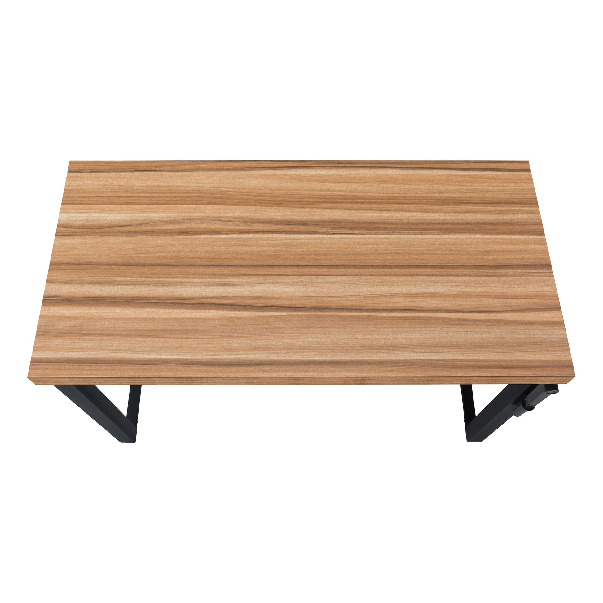 Modern wooden desk with sleek black metal legs