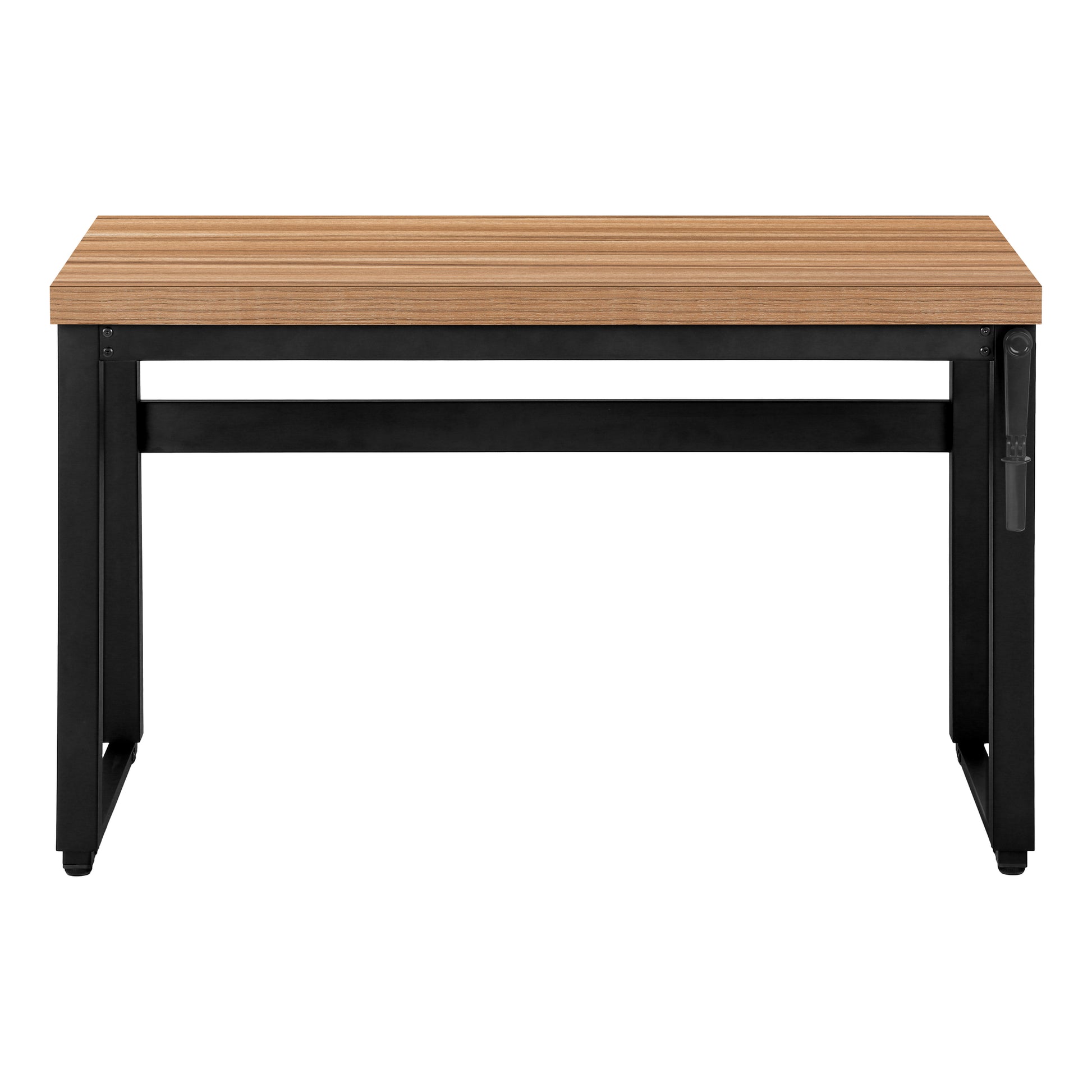 Natural wood grain top computer desk with black metal frame