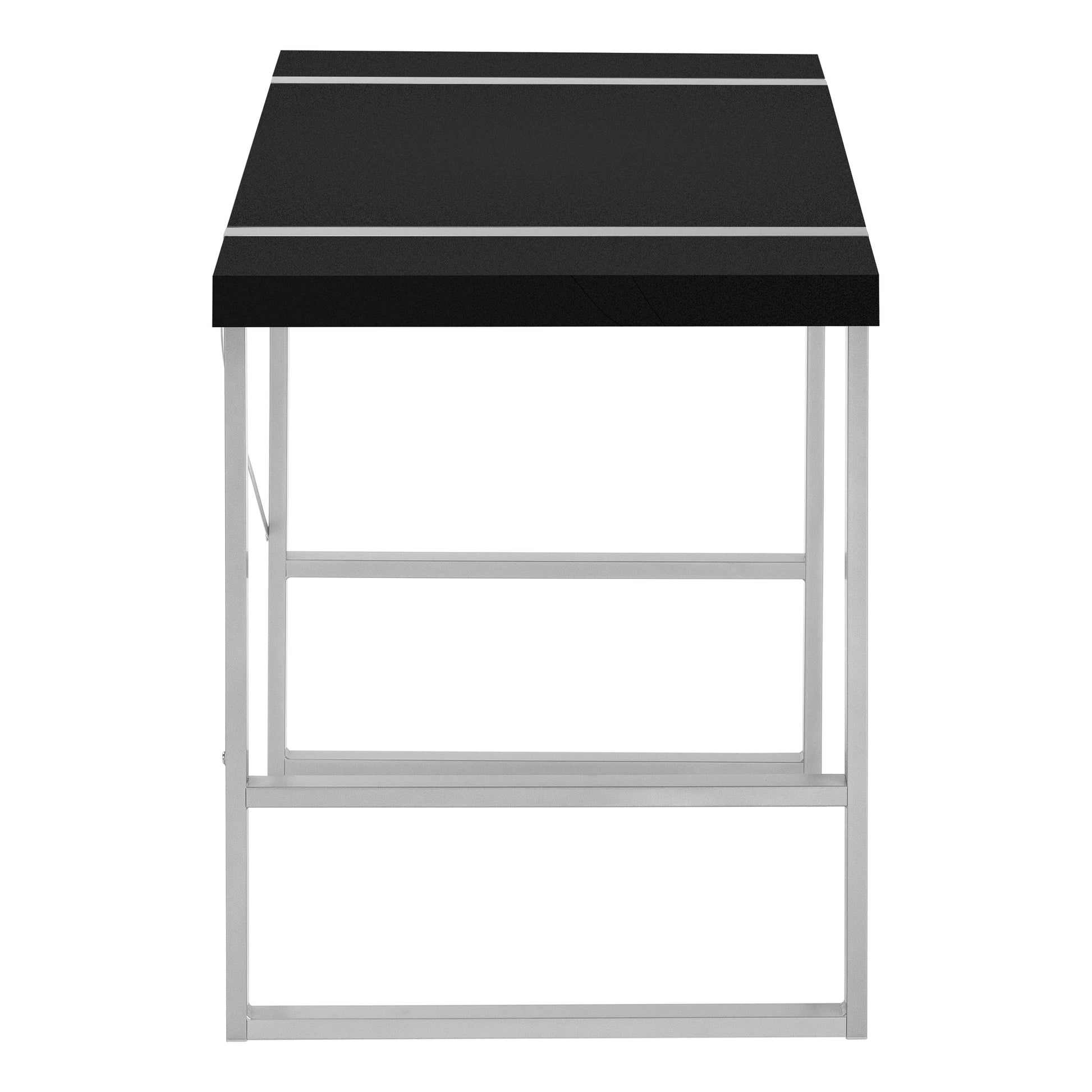 Modern black and silver accent table with clean lines and metal frame