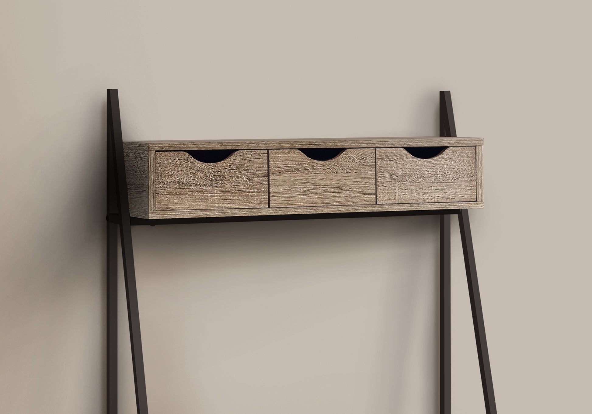 Rustic wood drawer console table with black metal frame for entryway storage