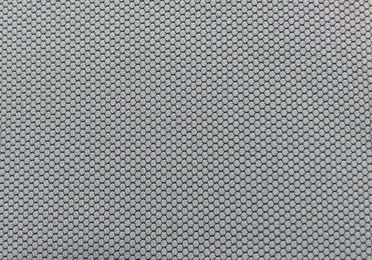 Light grey mesh fabric with a repeating hexagonal pattern for upholstery