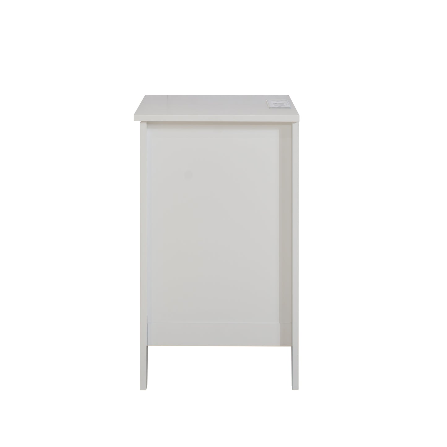 White modern minimalist bedside table with sleek design