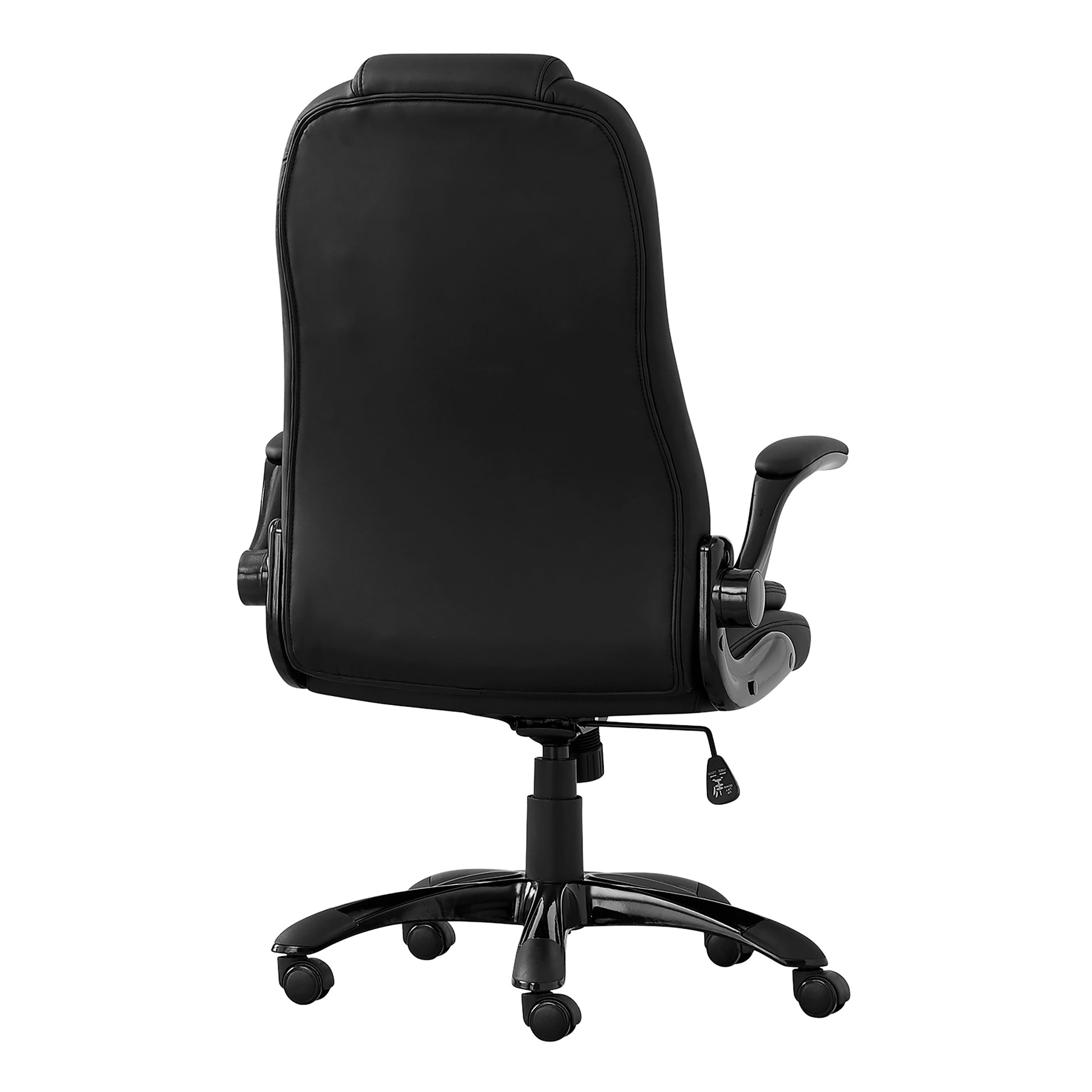 Black executive office chair with padded headrest and armrests