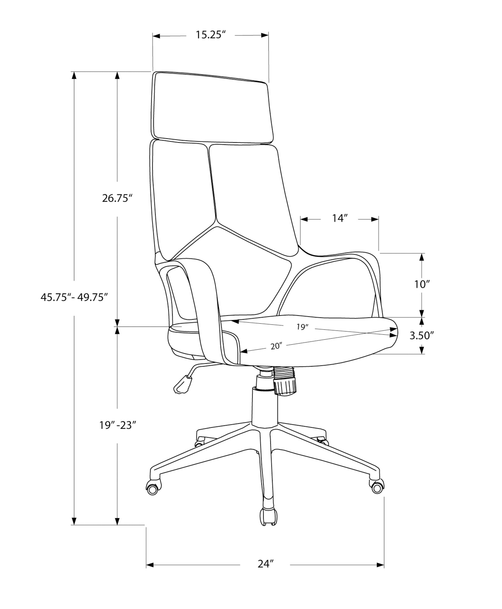 Modern ergonomic office chair with high back adjustable height from
