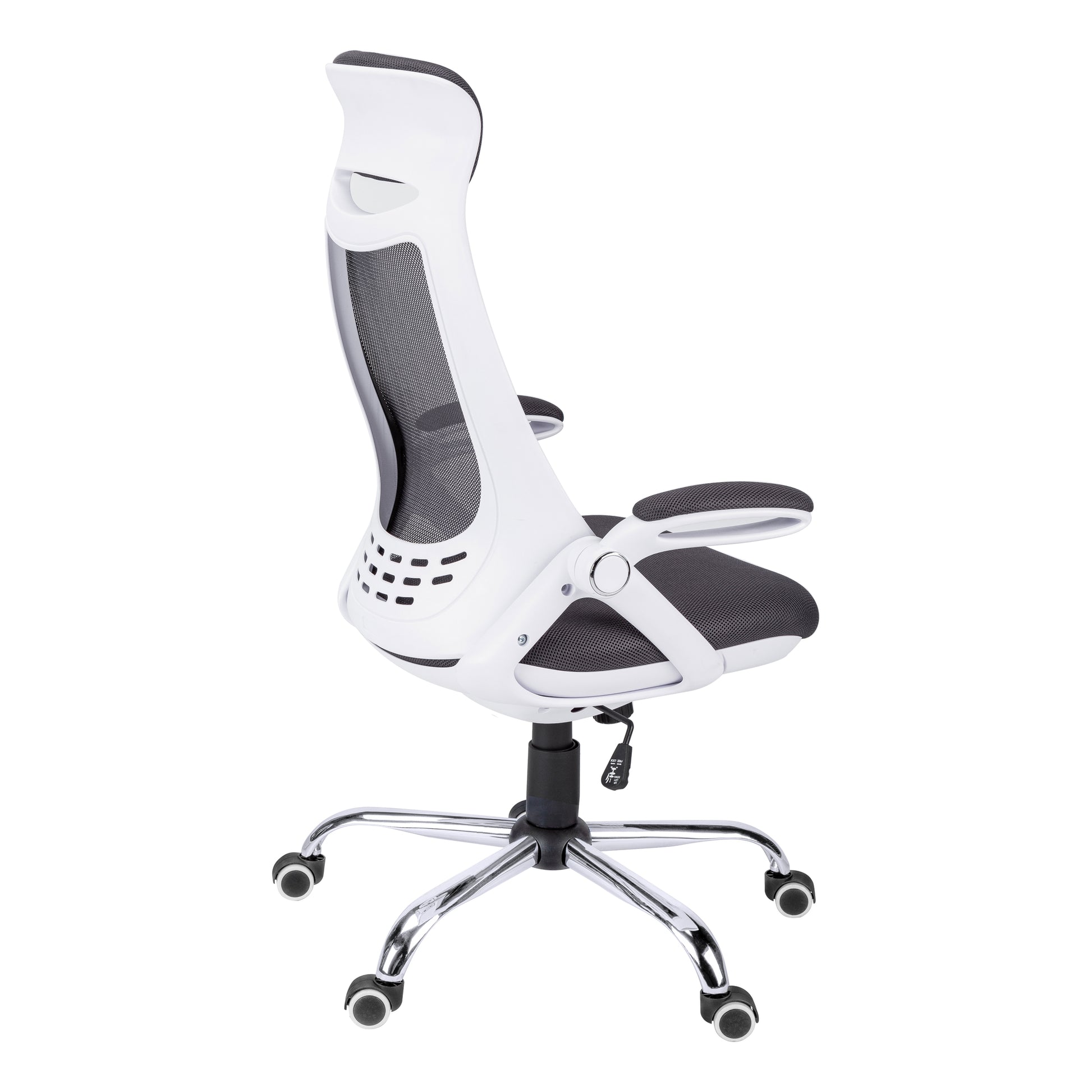 White mesh ergonomic office chair with adjustable arms and lumbar support