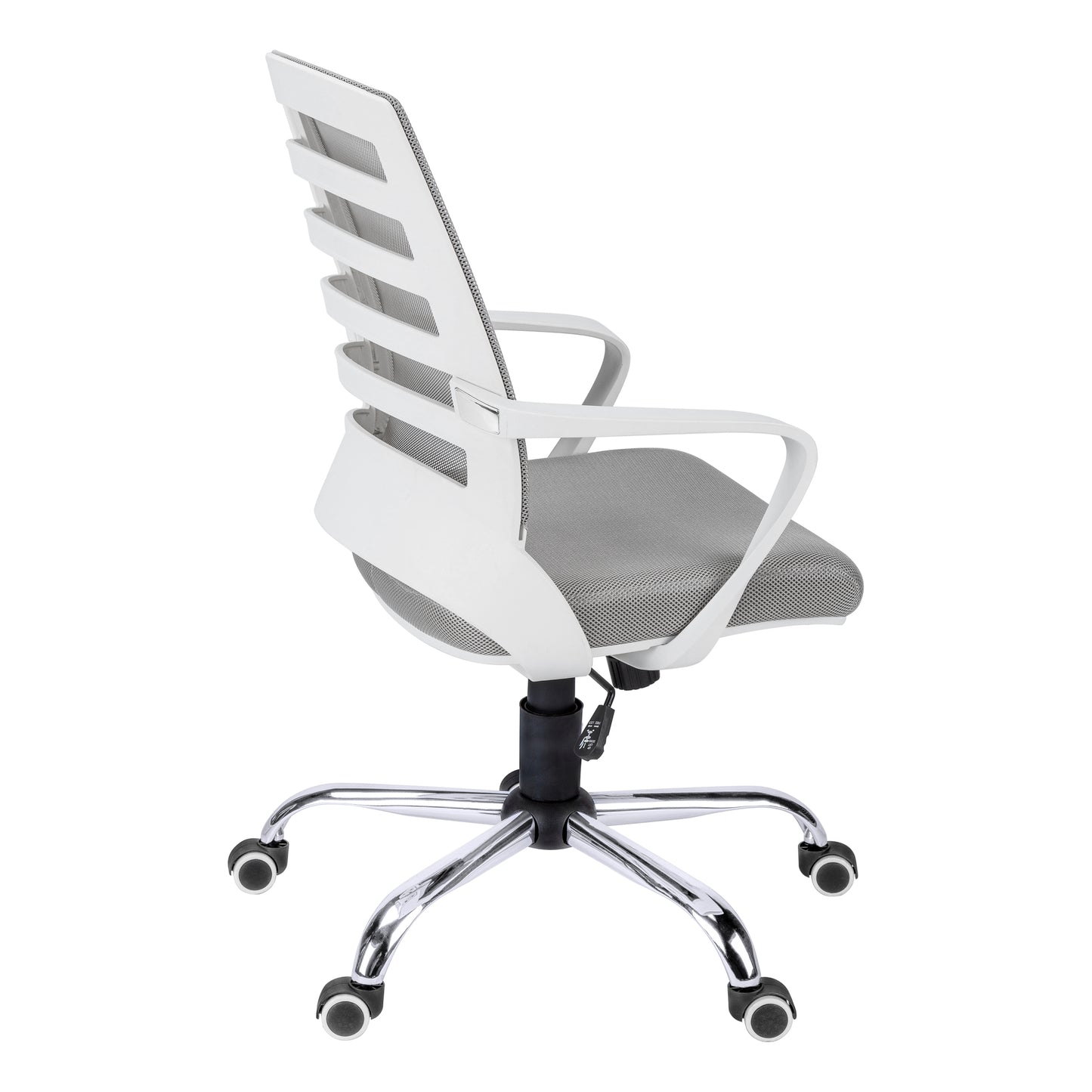 Modern white and grey mesh ergonomic office chair with adjustable height