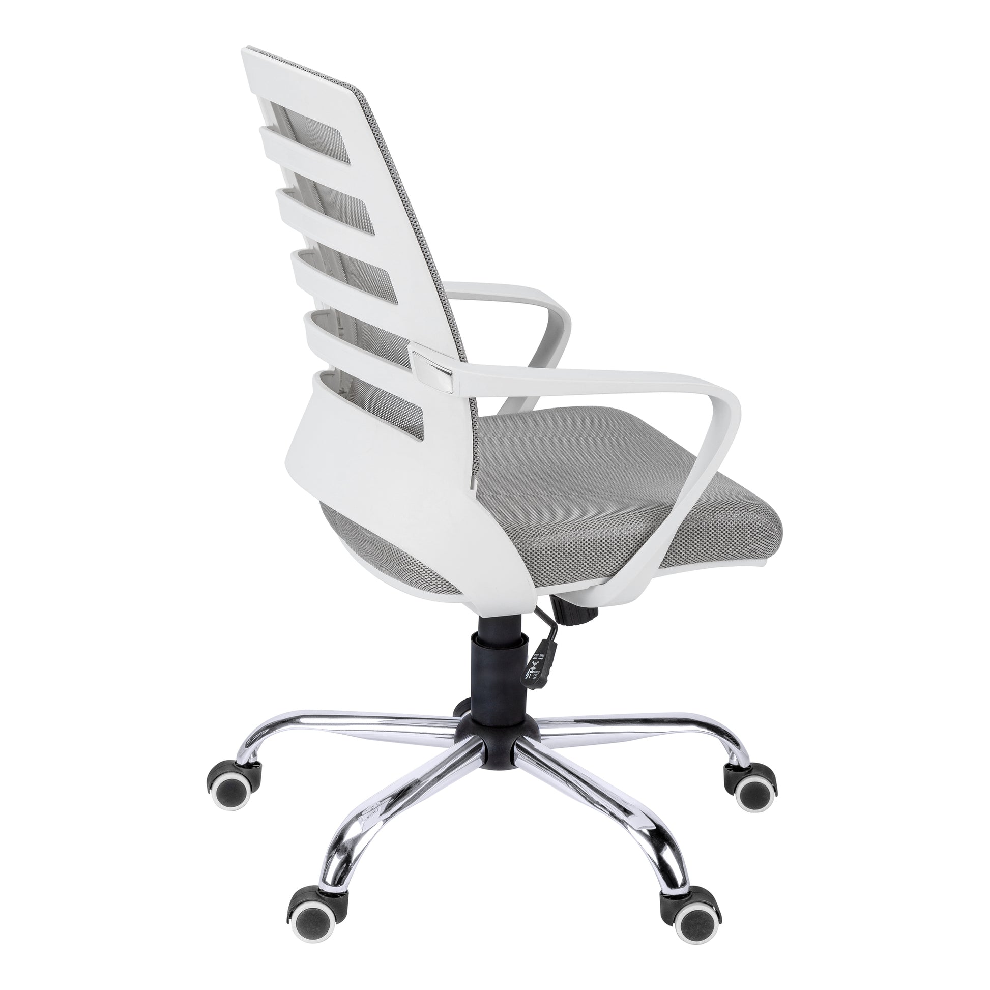 Modern white and grey mesh ergonomic office chair with adjustable height