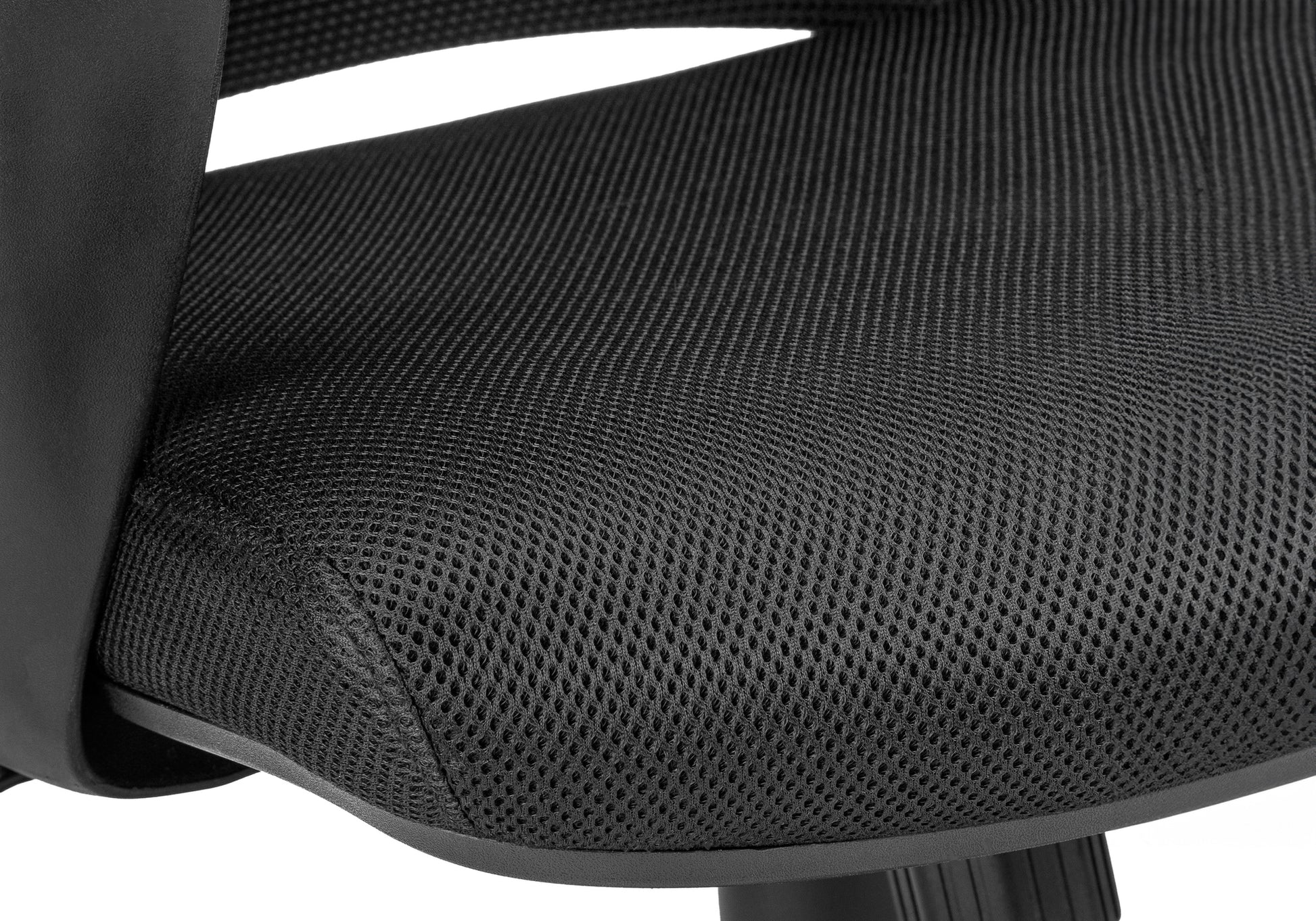 Black mesh office chair seat cushion with textured fabric detail