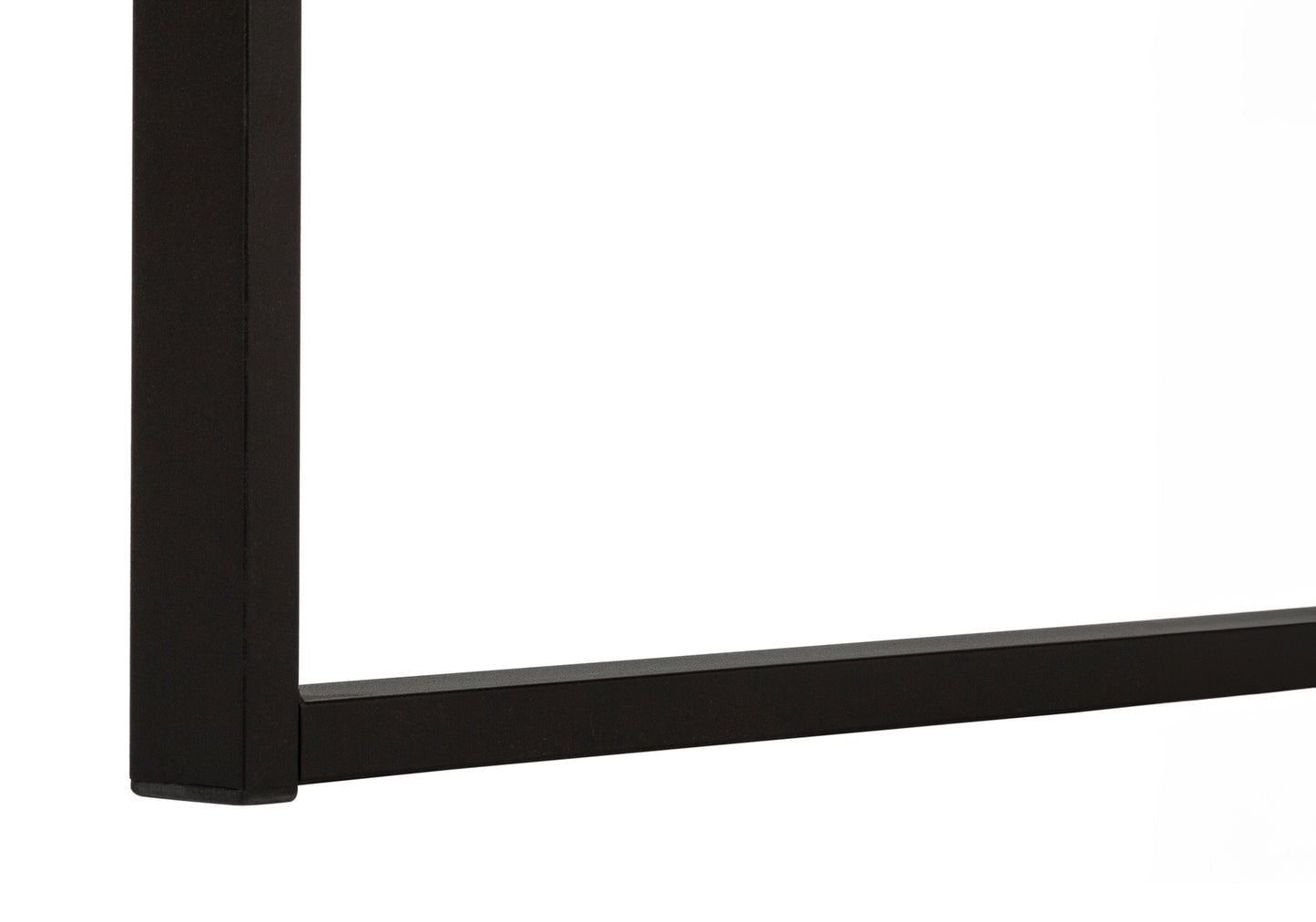 Closeup of matte black metal furniture leg corner modern design