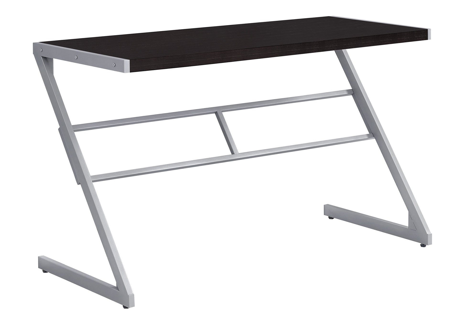Dark wood accent desk with a modern Zframe metal base for home office