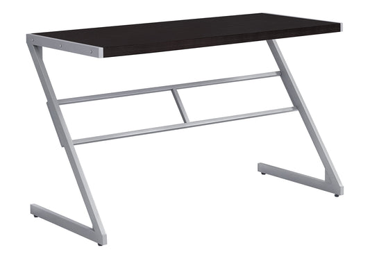 Dark wood accent desk with a modern Zframe metal base for home office