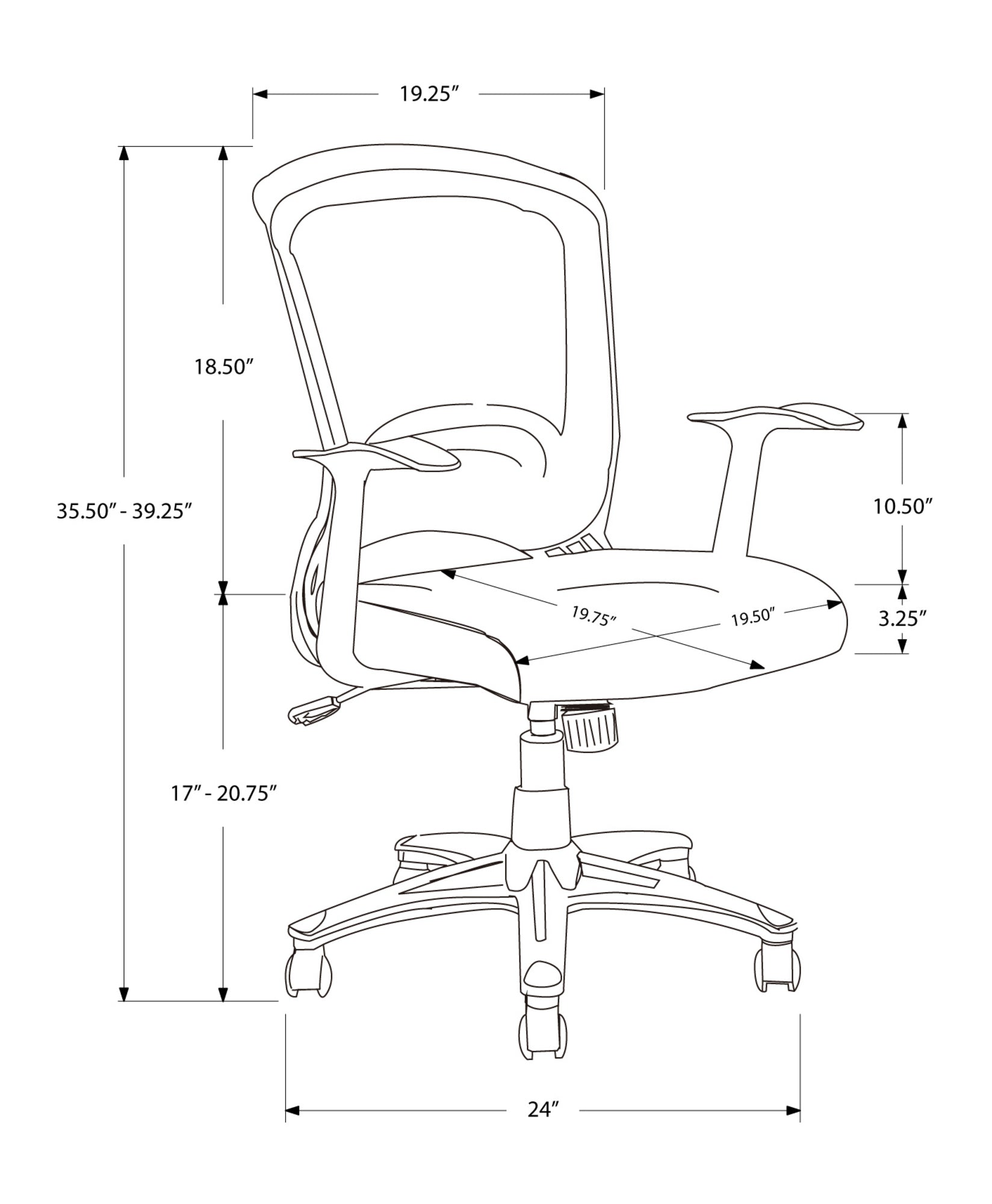 Ergonomic mesh office chair with adjustable height seat depth and armrests Features a fivestar base with casters