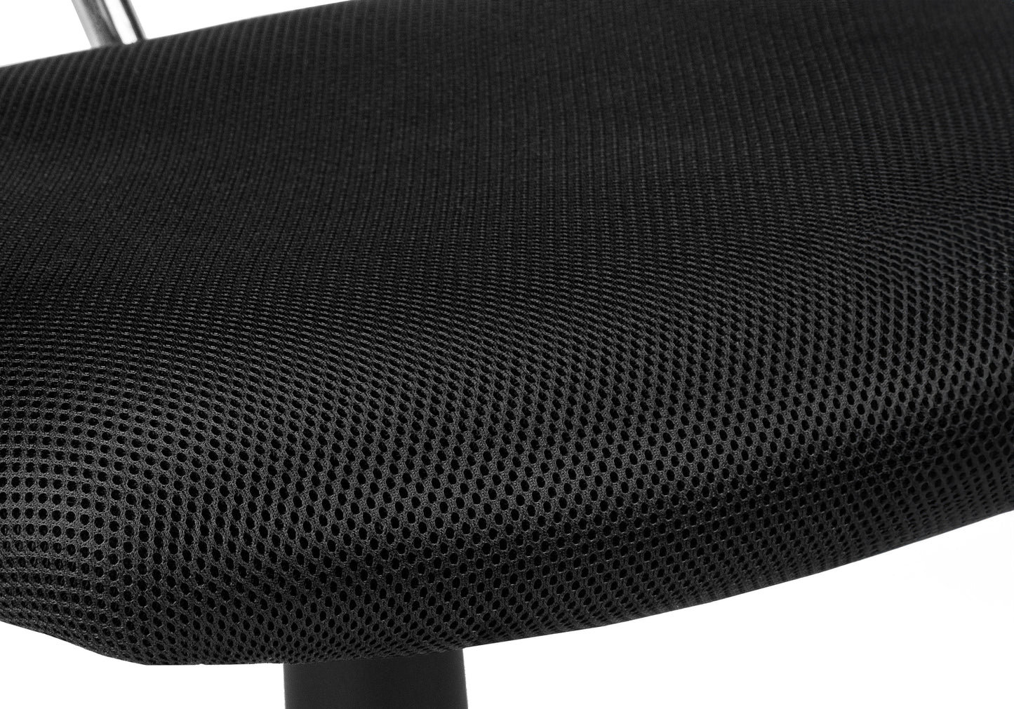Black mesh office chair seat with breathable fabric texture