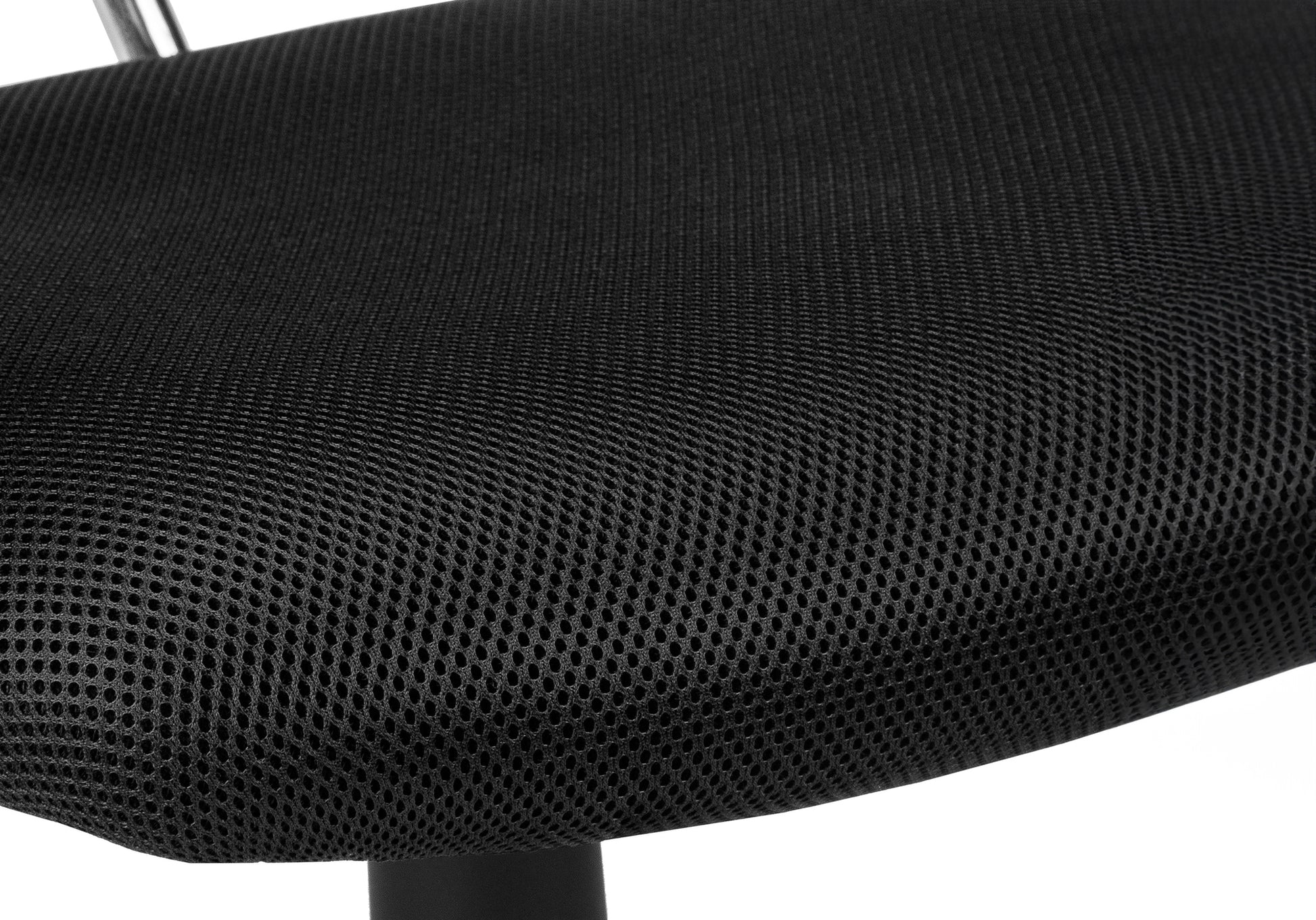 Black mesh office chair seat with breathable fabric texture