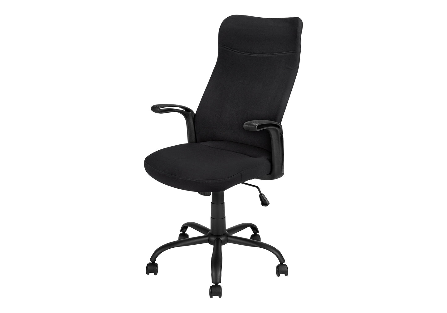 Black fabric executive office chair with lumbar support and adjustable height