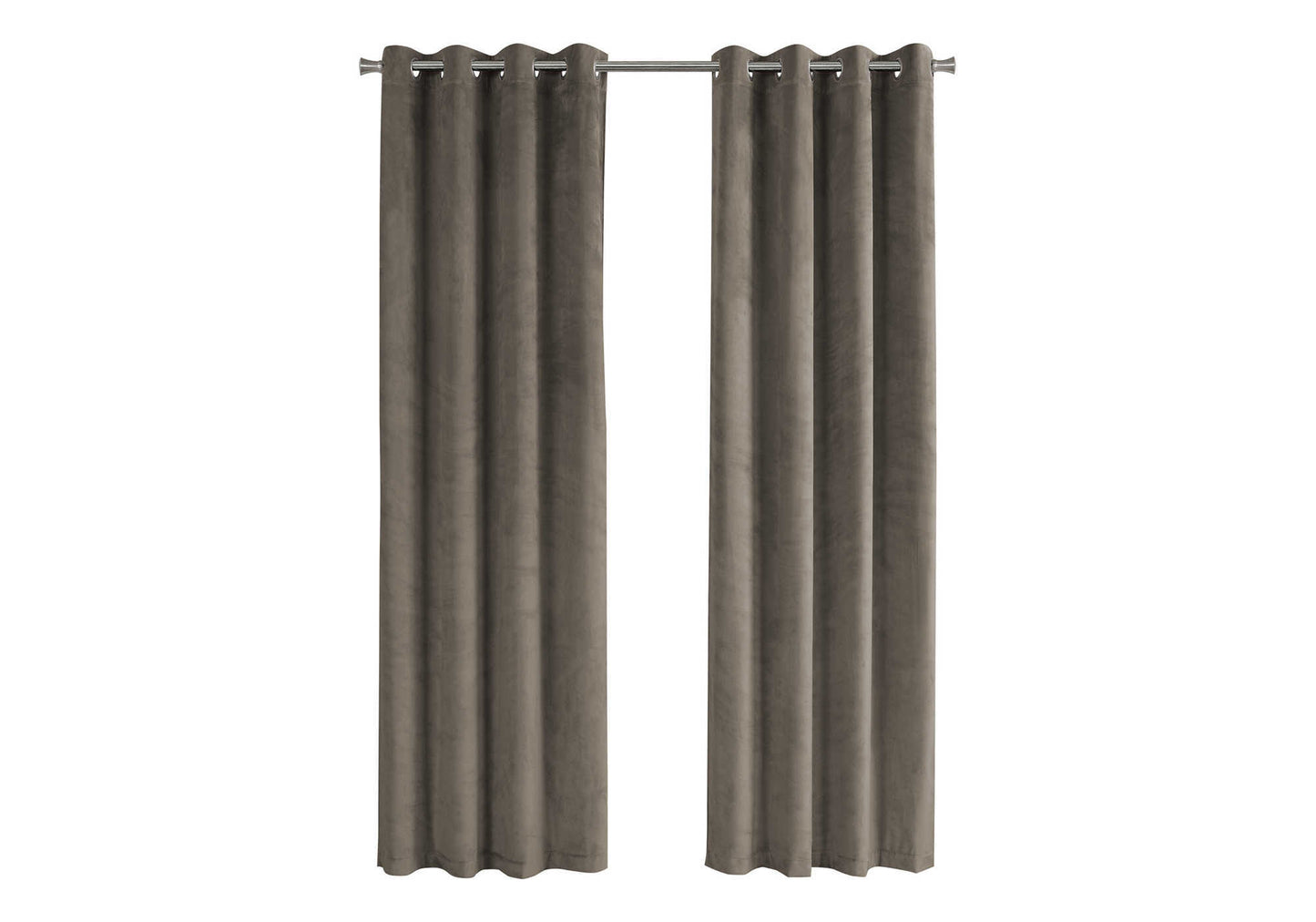 Grey velvet grommet curtains with a plush matte finish for luxurious room decor