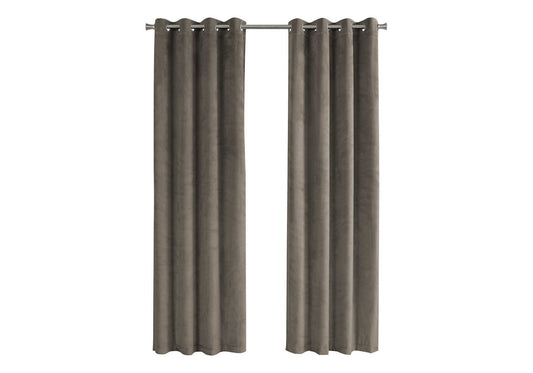 Grey velvet grommet curtains with a plush matte finish for luxurious room decor