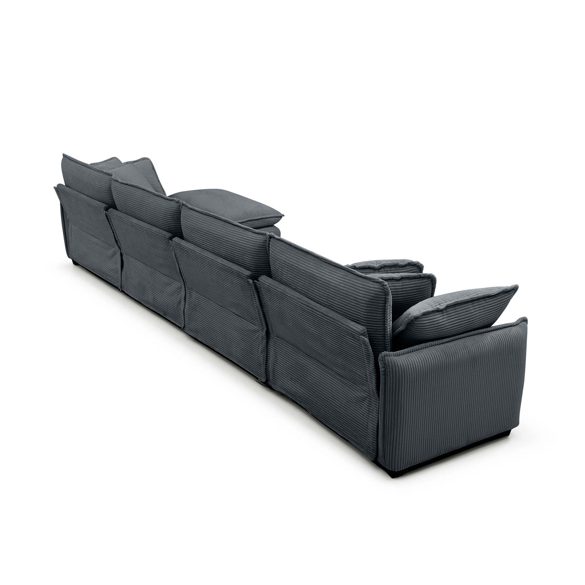 Dark gray corduroy sectional sofa with plush cushions for modern living rooms