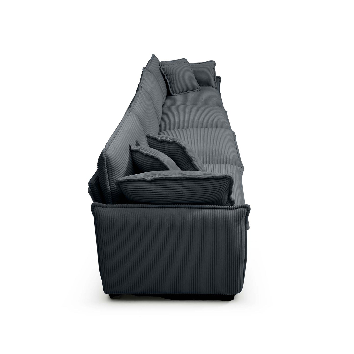 Comfortable corduroy sectional sofa in charcoal grey perfect for modern living rooms