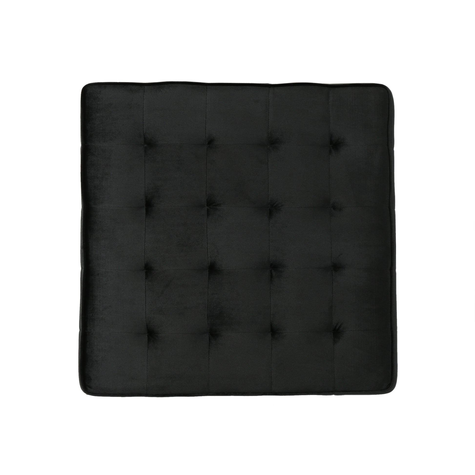 Black velvet tufted ottoman