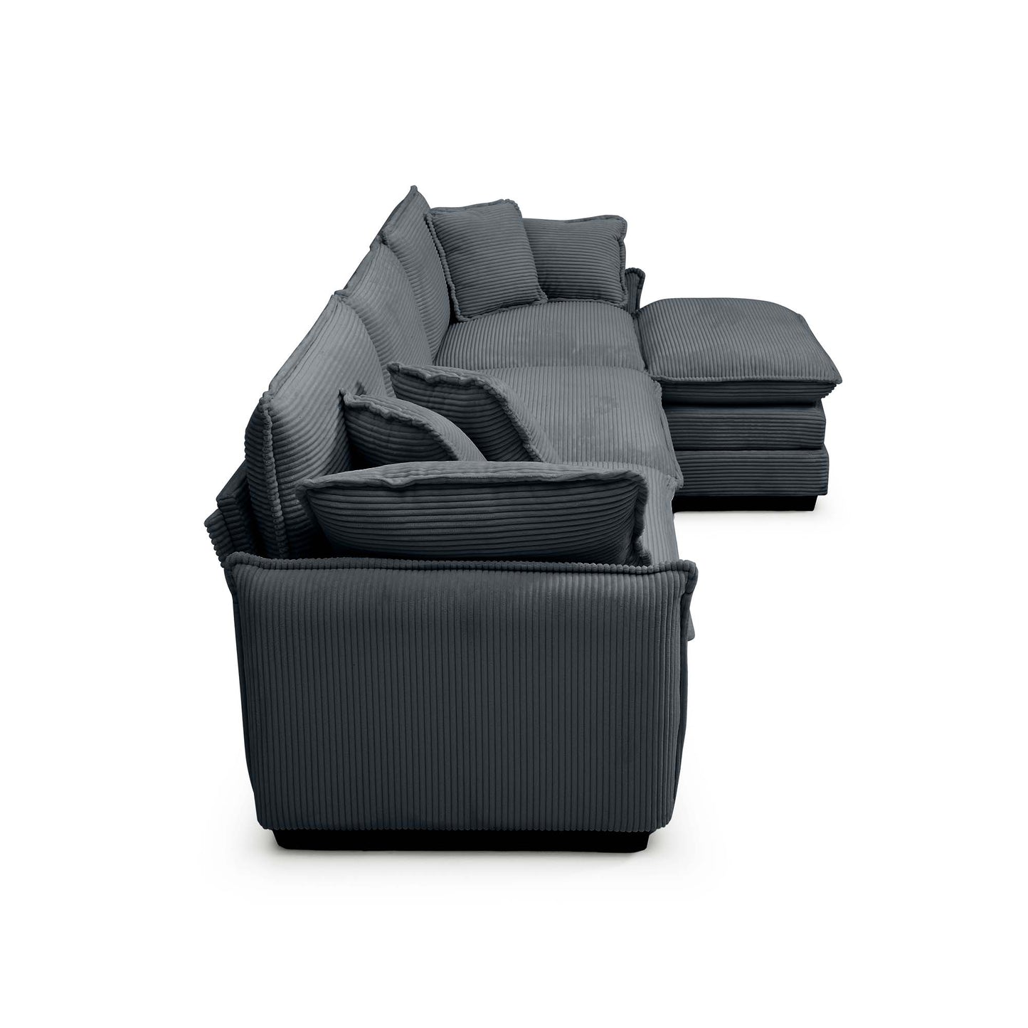 Dark grey corduroy sectional sofa with plush cushions ideal for living rooms