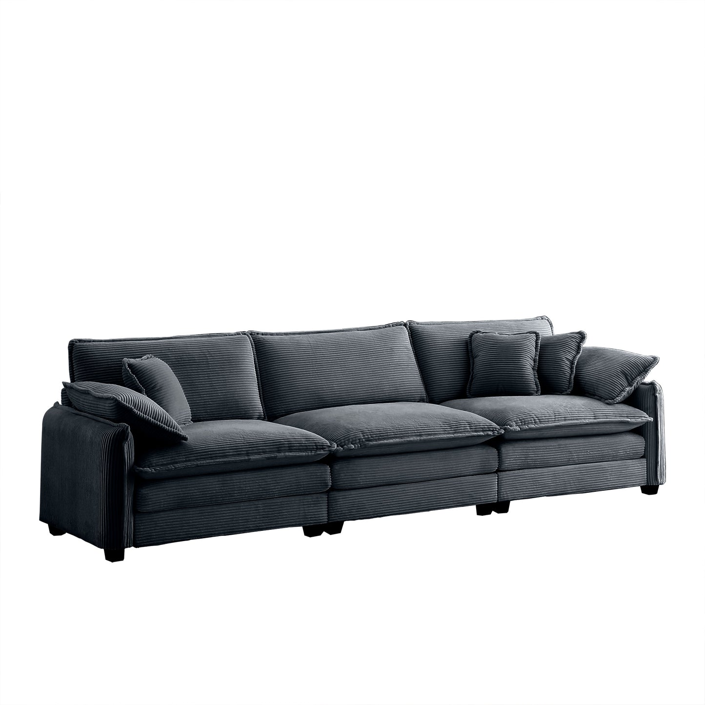 Dark gray corduroy sectional sofa with plush cushions perfect for modern living rooms