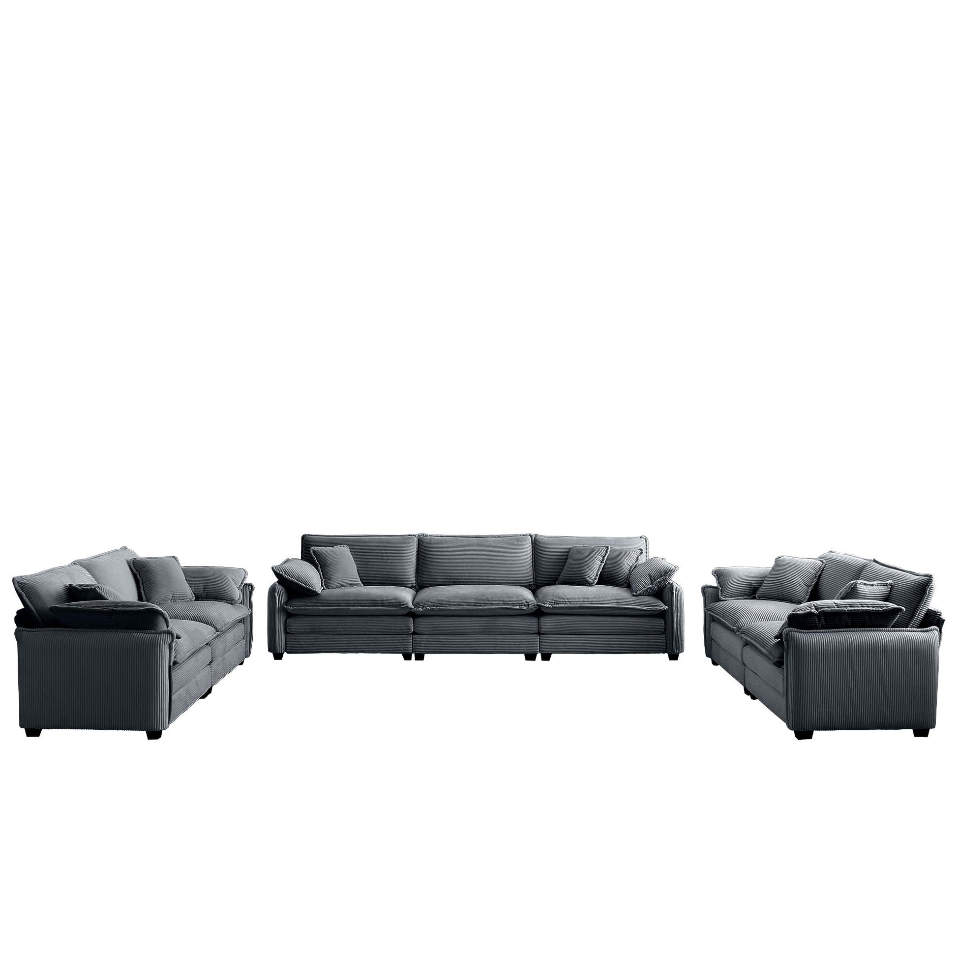 Charcoal gray corduroy sectional sofa with plush cushions perfect for modern living rooms