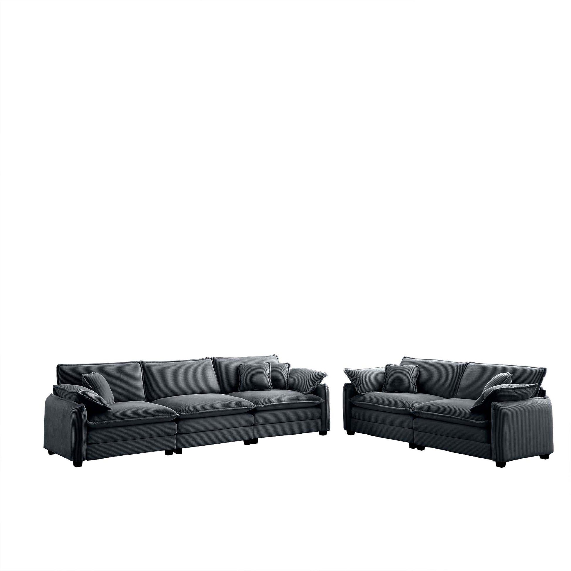 Dark gray corduroy modular sofa with plush cushions perfect for modern living rooms
