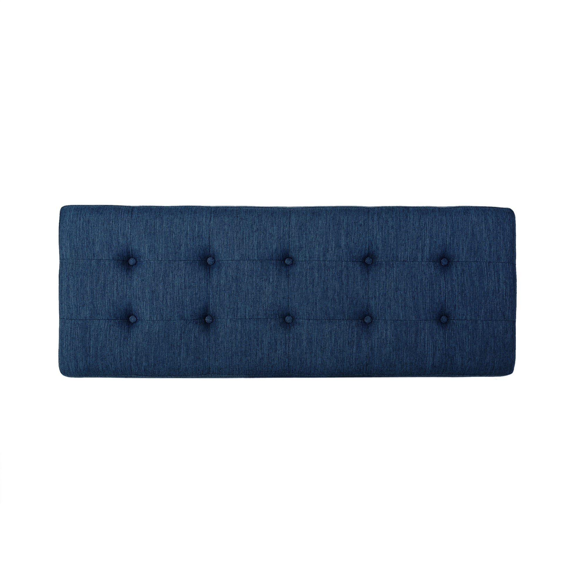 Blue tufted fabric ottoman