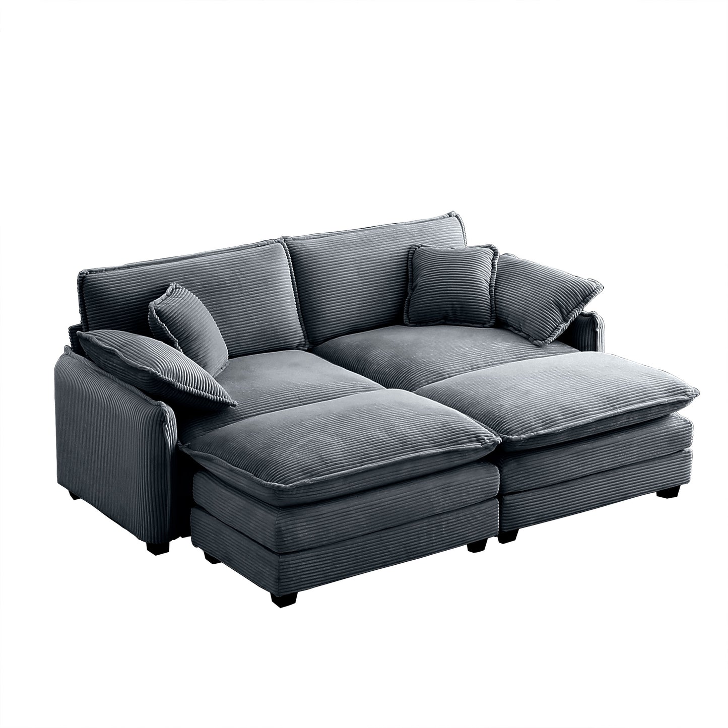 Plush gray corduroy sectional sofa with removable chaise for versatile living room seating