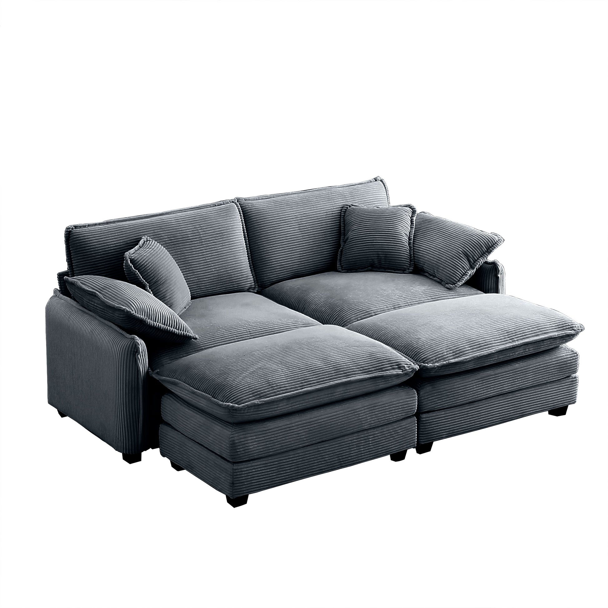 Plush gray corduroy sectional sofa with removable chaise for versatile living room seating