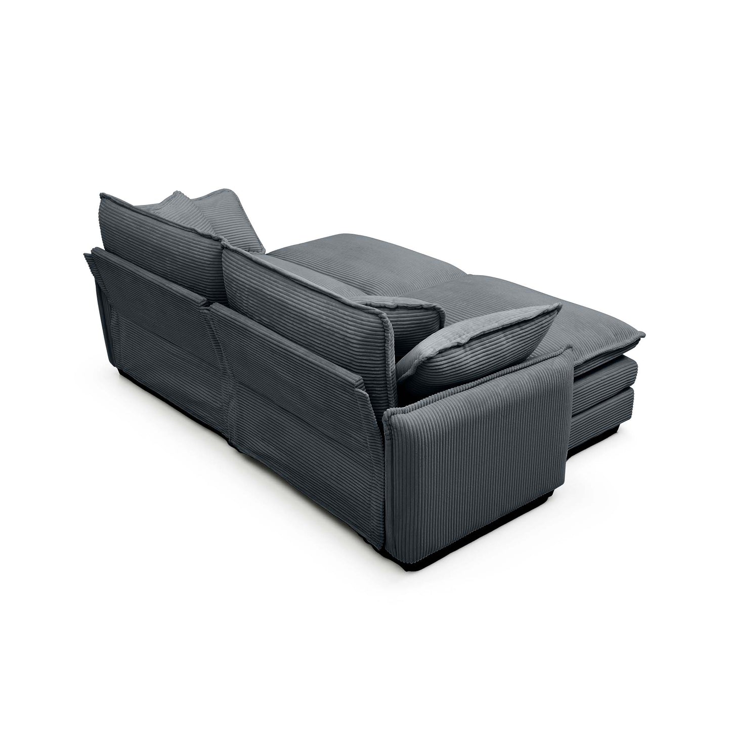 Dark gray corduroy sectional sofa with plush cushions