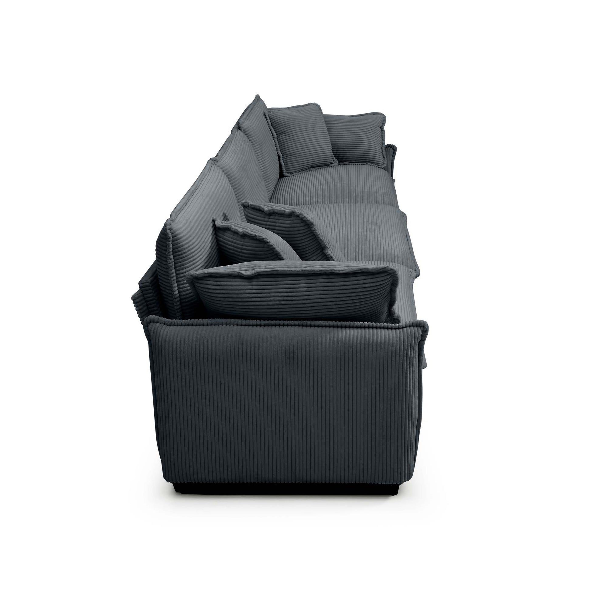 Dark grey corduroy sectional sofa with plush cushions perfect for modern living rooms
