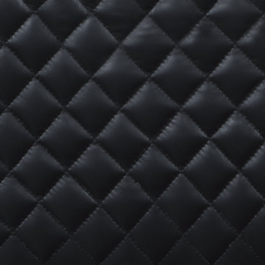 Black quilted faux leather upholstery for automotive interiors