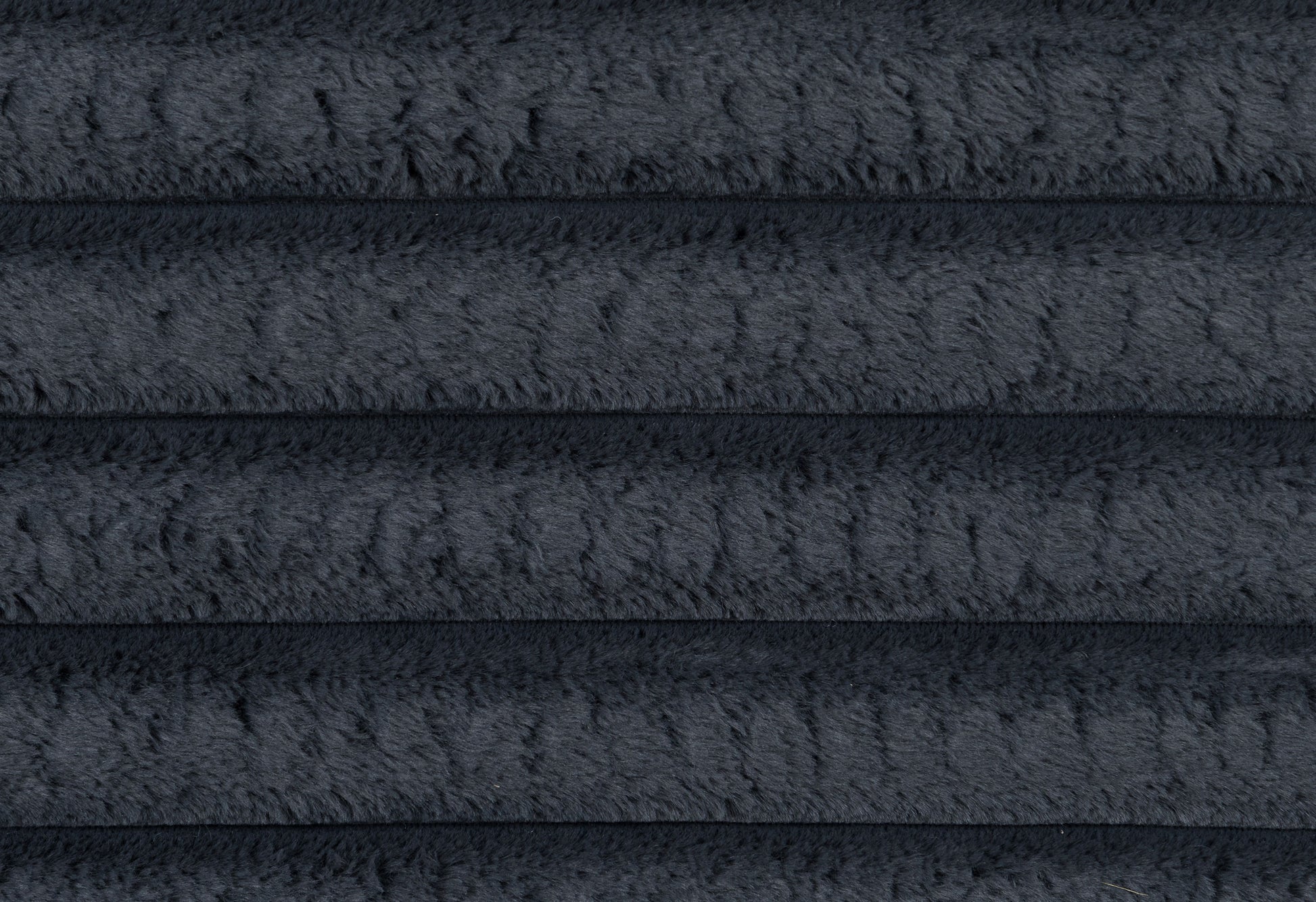 Dark gray plush fabric with horizontal ribbing for upholstery