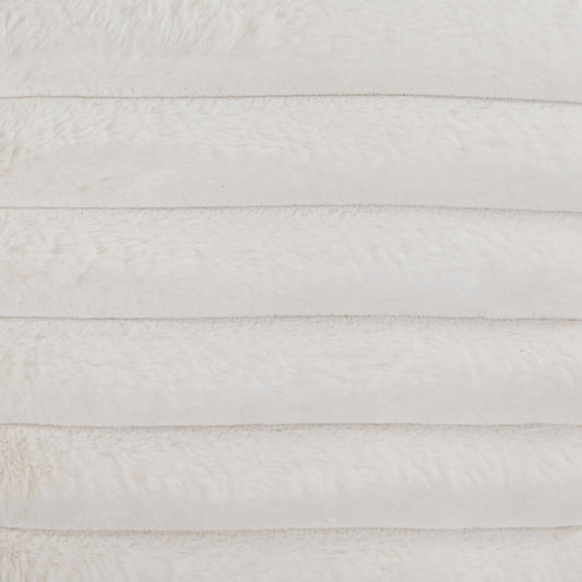 Plush white faux fur fabric with horizontal stitching ideal for blankets and throws