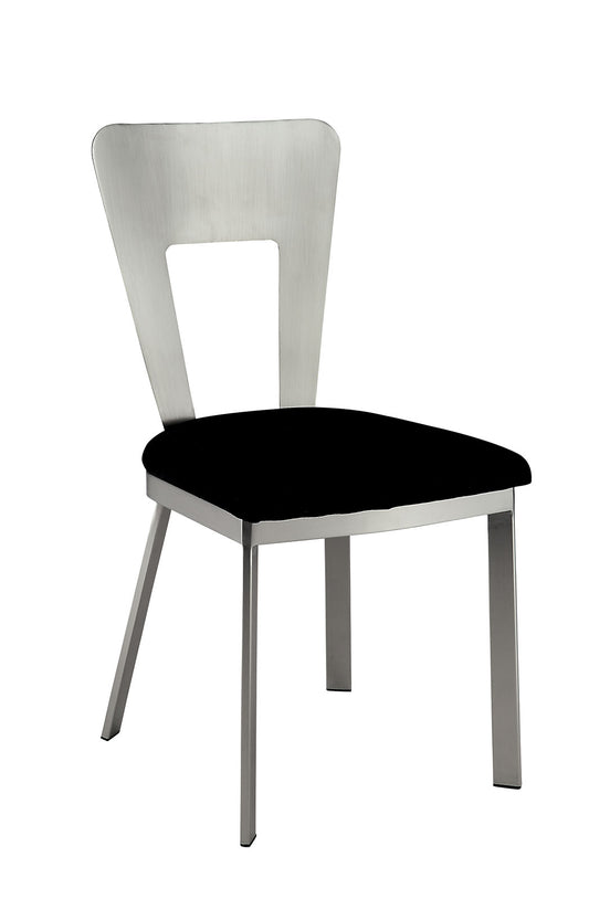 TREATLIFE HOME Contemporary Dining Chairs Set of 2, Keyhole Back Design, Silver Metal Frame with Black Microfiber Seat