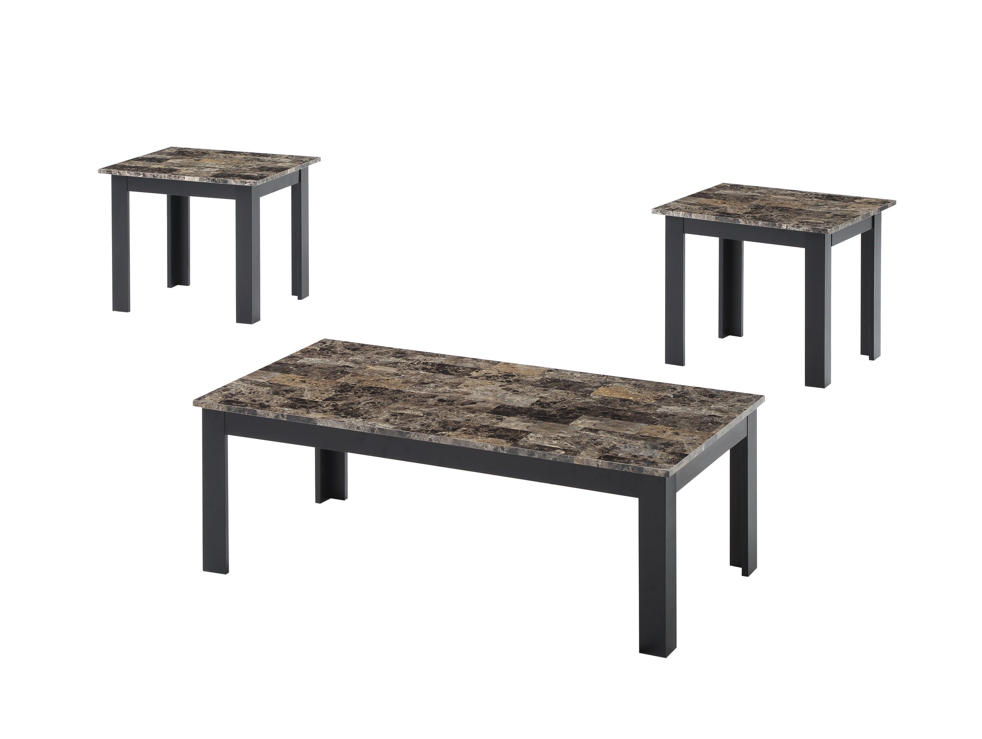 Modern marblelook coffee table with dark gray frame perfect for living rooms